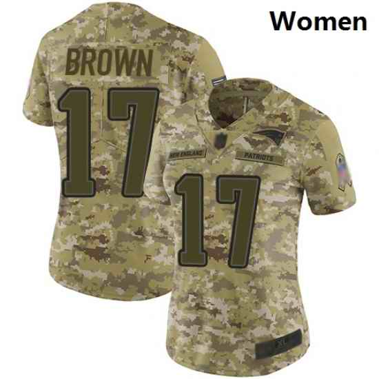 Patriots #17 Antonio Brown Camo Women Stitched Football Limited 2018 Salute to Service Jersey